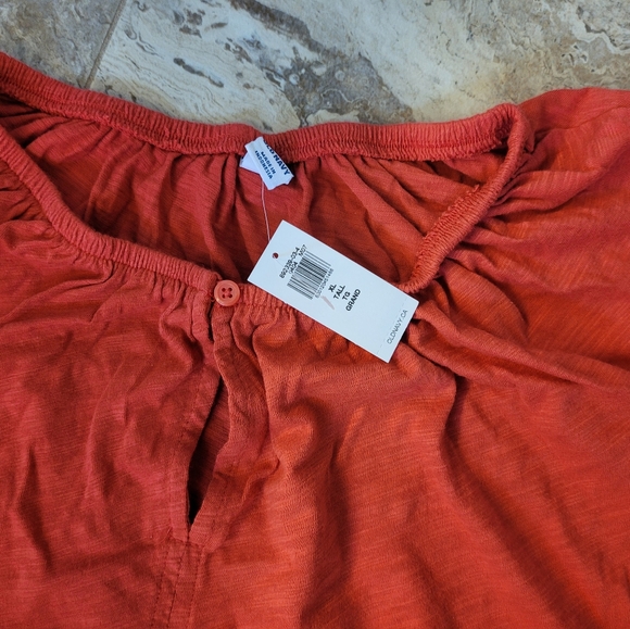 Old Navy Puff Sleeve Slub Knit Top NWT Red XL Tall - Picture 2 of 5